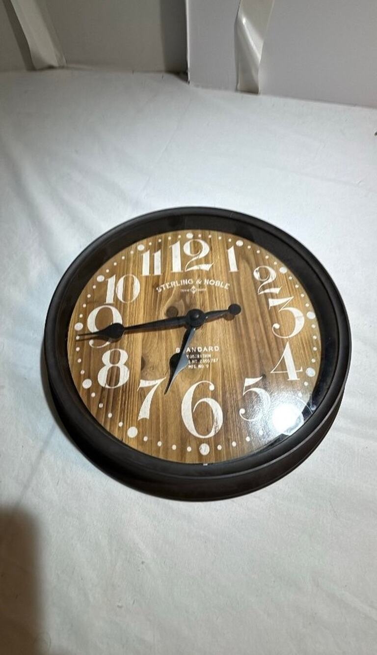 Sterling & Noble Wall Clock with Wood Grain Face